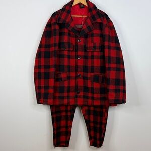 Vintage Hunting Suit Mens XXL Red Black Buffalo Plaid Wool Jacket Pants Canada